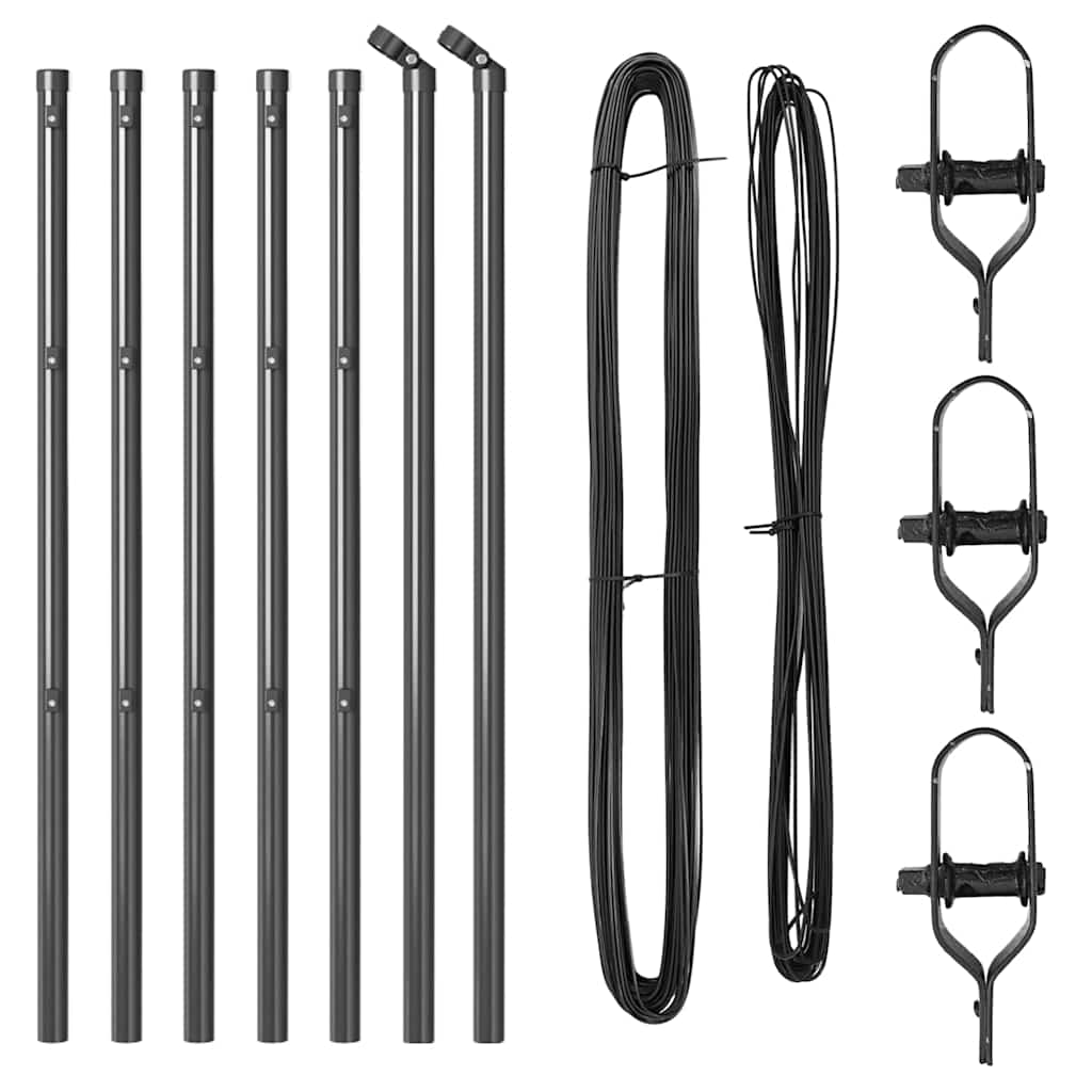 vidaXL Embedded Fence Post 7 pcs Grey Powder-Coated Steel 4