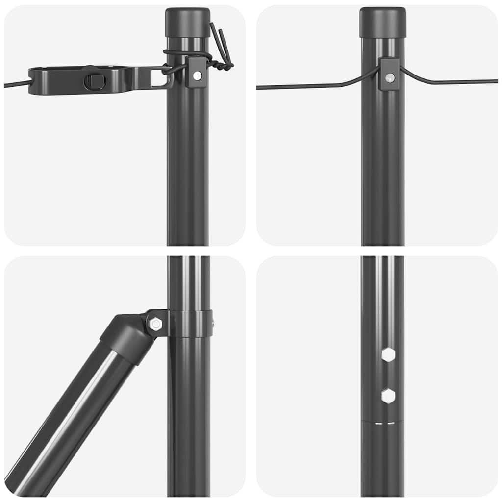 vidaXL Embedded Fence Post 7 pcs Grey Powder-Coated Steel 6