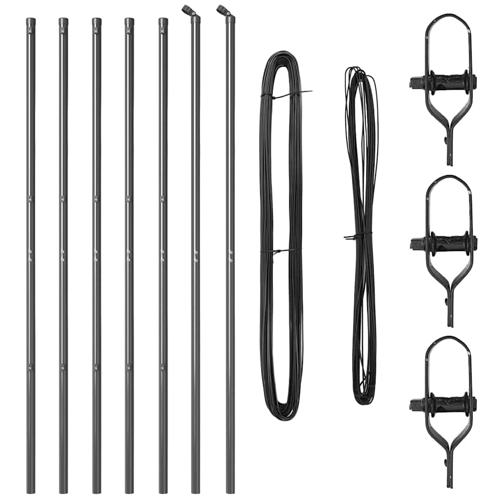 vidaXL Embedded Fence Post 7 pcs Grey Powder-Coated Steel 2