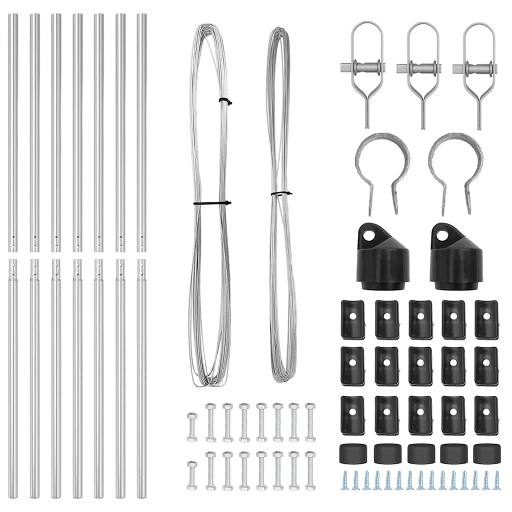 vidaXL Embedded Fence Post 7 pcs Silver Powder-Coated Steel 5