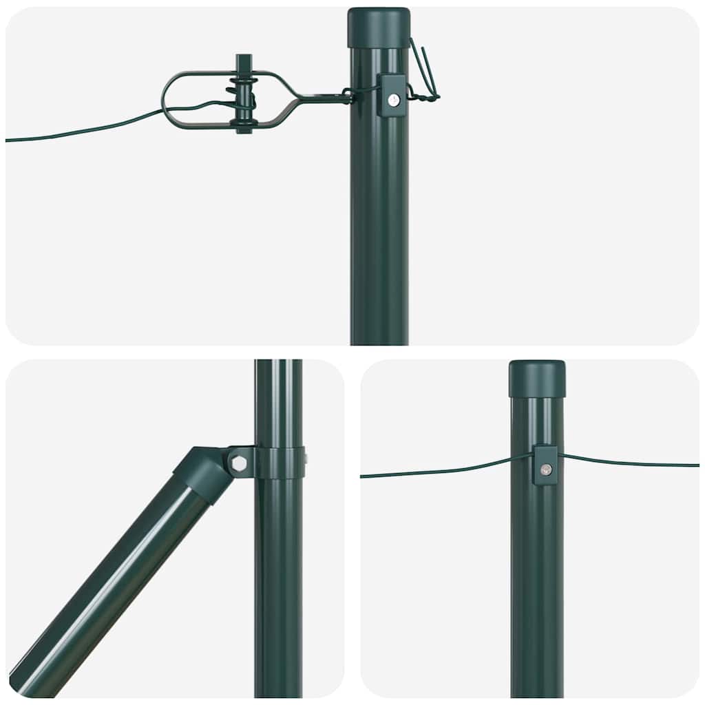 vidaXL Ground Spike Fence Post 7 pcs Green Powder-Coated Steel 6