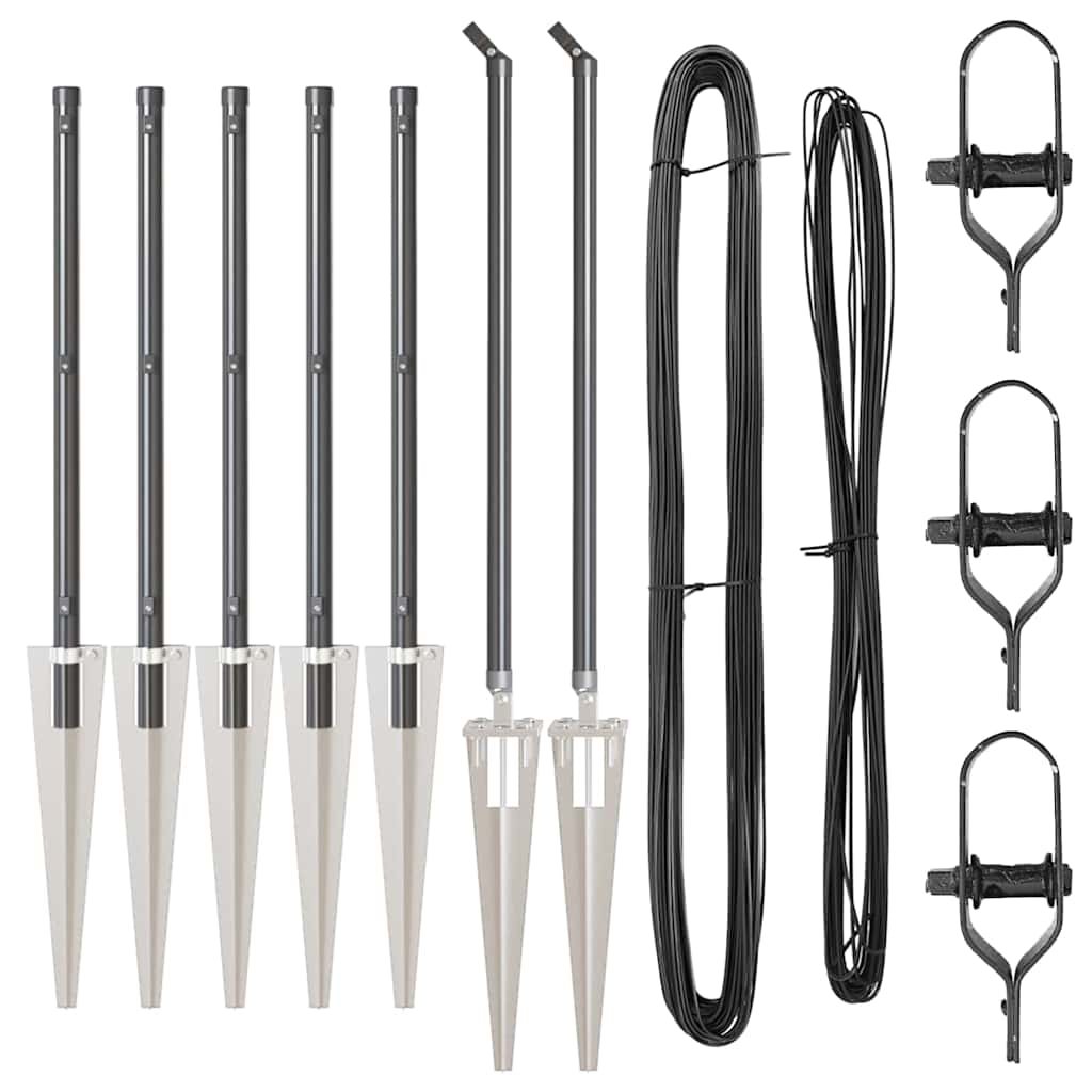 vidaXL Ground Spike Fence Post 7 pcs Grey Powder-Coated Steel 4