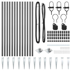 vidaXL Ground Spike Fence Post 13 pcs Grey Powder-Coated Steel 5