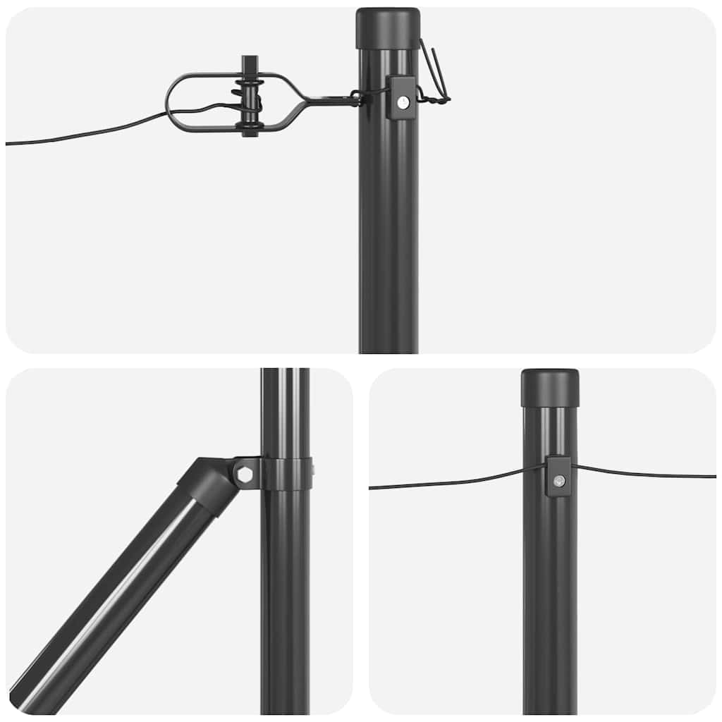 vidaXL Ground Spike Fence Post 7 pcs Grey Powder-Coated Steel 6