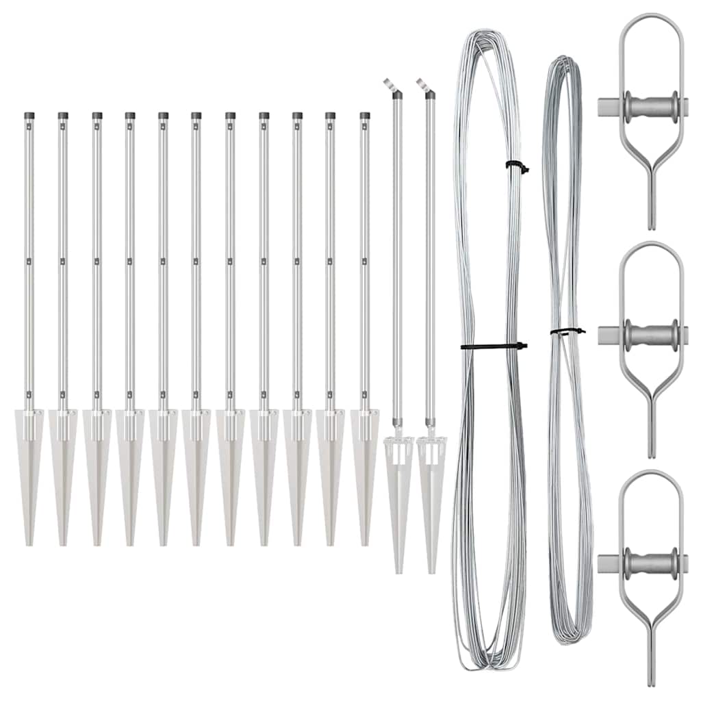vidaXL Ground Spike Fence Post 13 pcs Silver Powder-Coated Steel 2