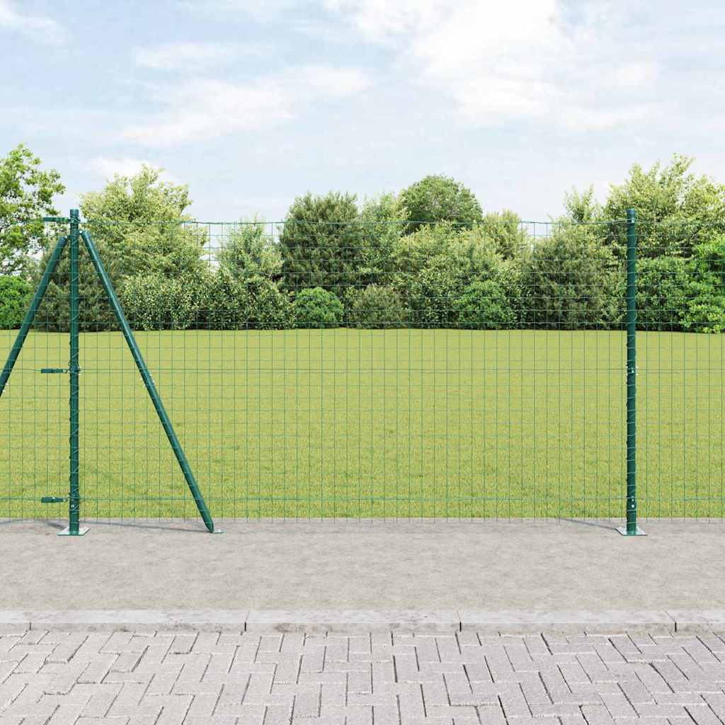 vidaXL Fence Post with Concrete Base 7 pcs Green Powder-Coated Steel 1