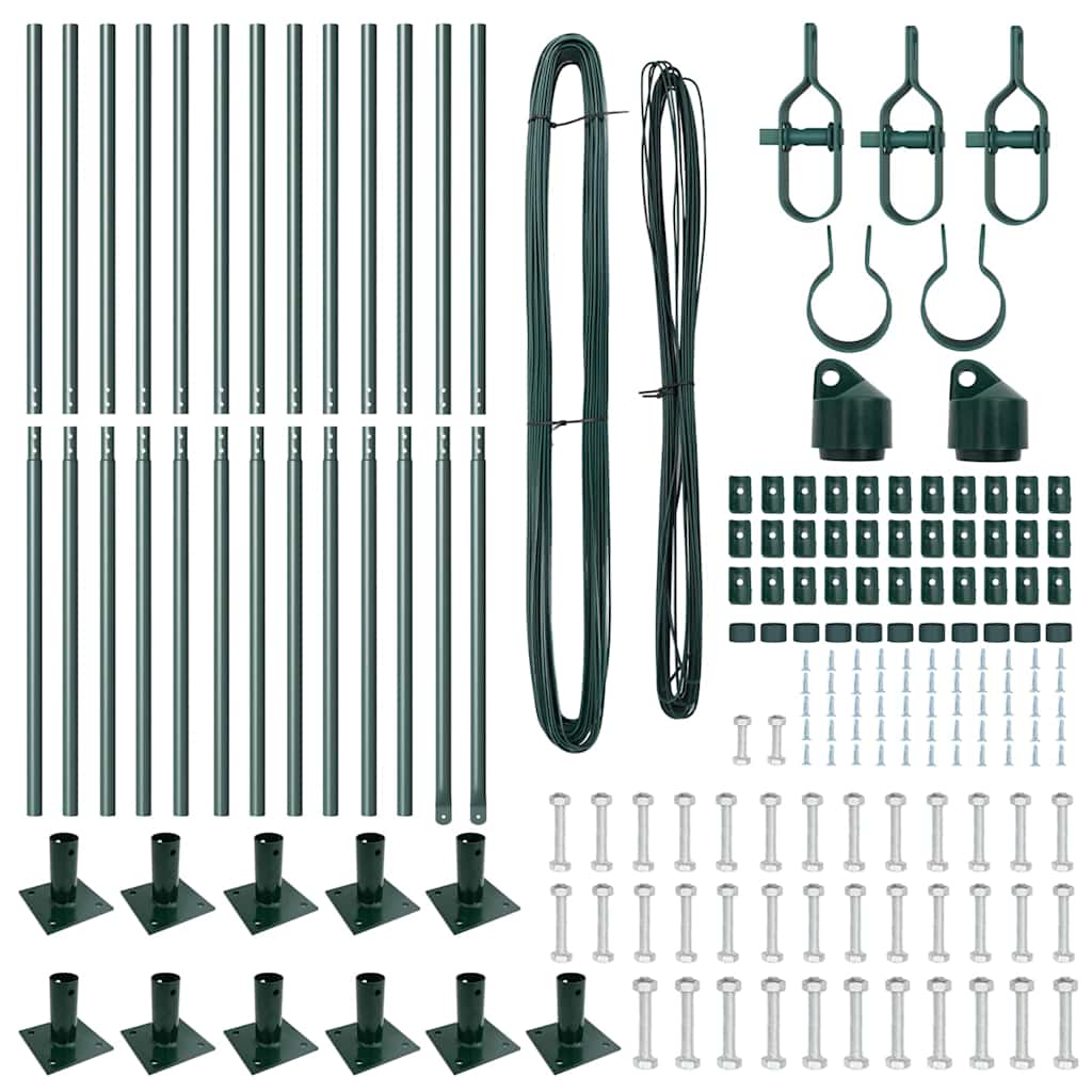 vidaXL Fence Post with Concrete Base 13 pcs Green Powder-Coated Steel 5