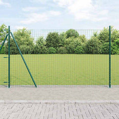 vidaXL Fence Post with Concrete Base 7 pcs Green Powder-Coated Steel 1
