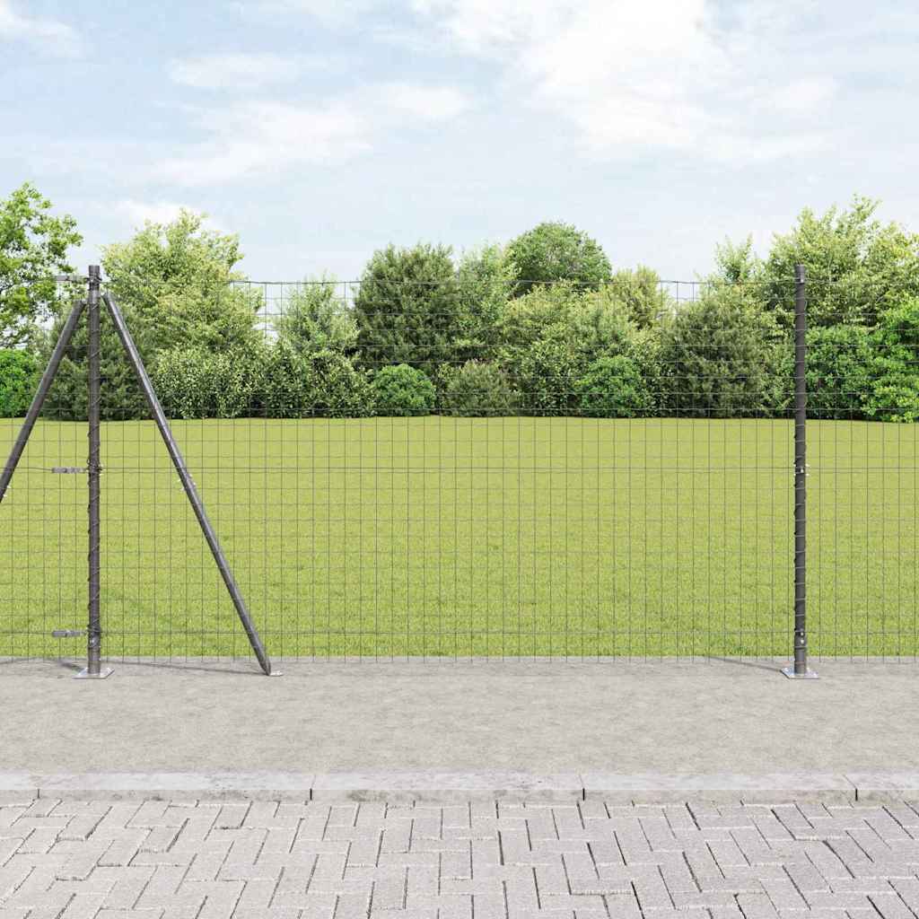 vidaXL Fence Post with Concrete Base 7 pcs Grey Powder-Coated Steel 1