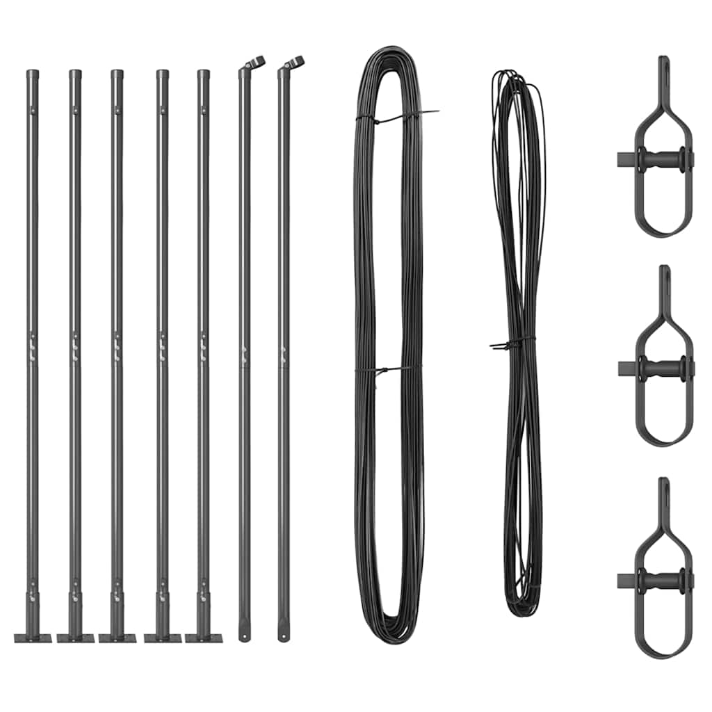 vidaXL Fence Post with Concrete Base 7 pcs Grey Powder-Coated Steel 5