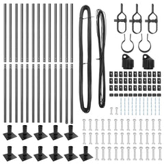 vidaXL Fence Post with Concrete Base 13 pcs Grey Powder-Coated Steel 6