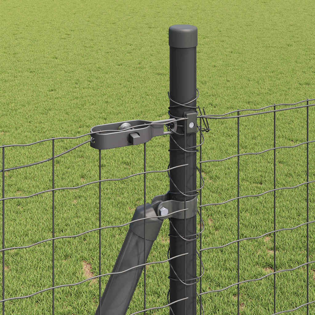 vidaXL Fence Post with Concrete Base 7 pcs Grey Powder-Coated Steel 4