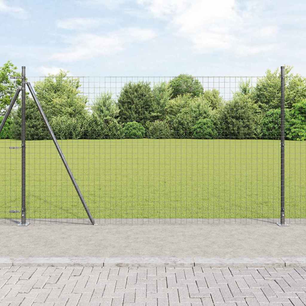 vidaXL Fence Post with Concrete Base 7 pcs Grey Powder-Coated Steel 1