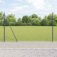 vidaXL Fence Post with Concrete Base 7 pcs Grey Powder-Coated Steel 1