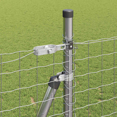 vidaXL Fence Post with Concrete Base 7 pcs Silver Powder-Coated Steel 4