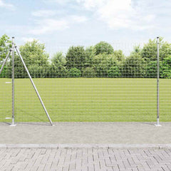 vidaXL Fence Post with Concrete Base 13 pcs Silver Powder-Coated Steel 1