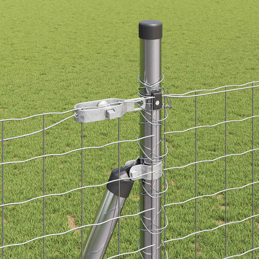 vidaXL Fence Post with Concrete Base 13 pcs Silver Powder-Coated Steel 4