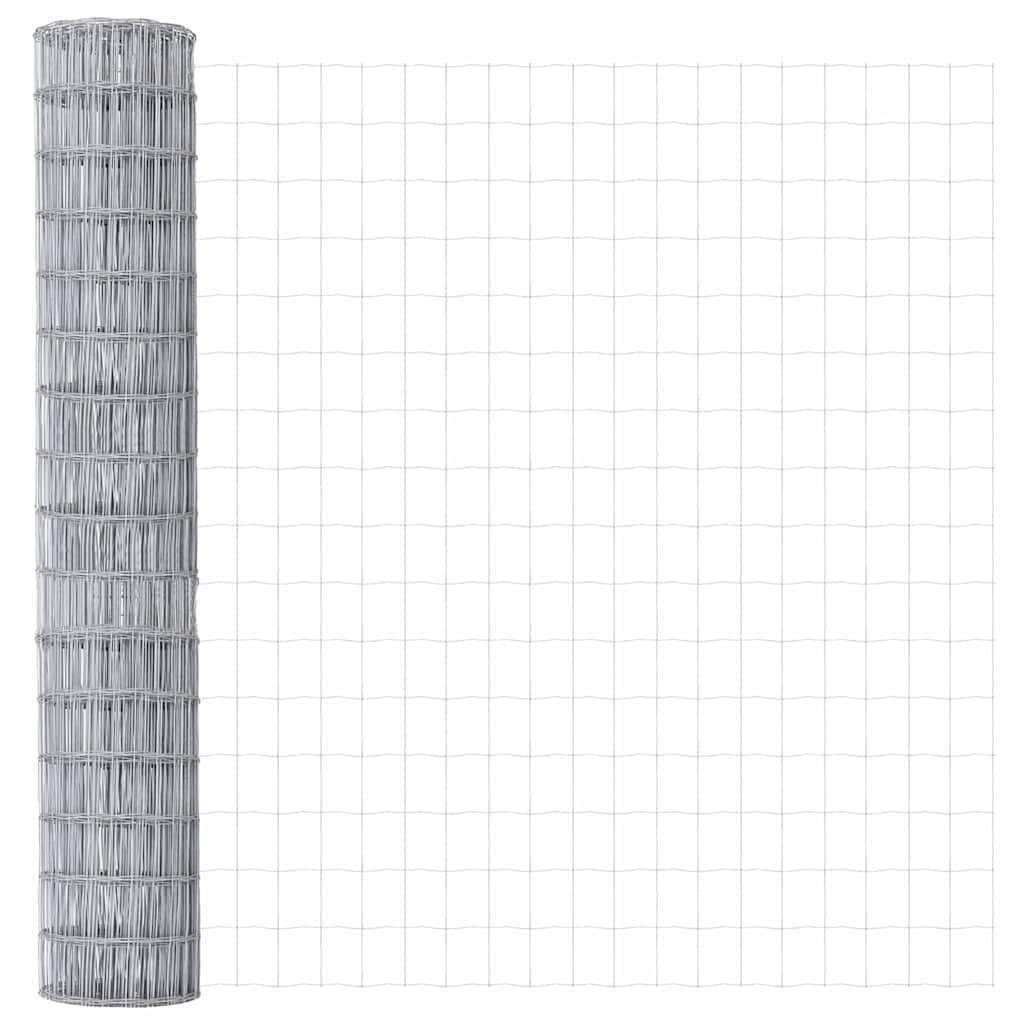 Euro Fence 1 x 10 m PVC-coated iron Galvanised Steel mesh Size 75 x 100 mm 1.6 m