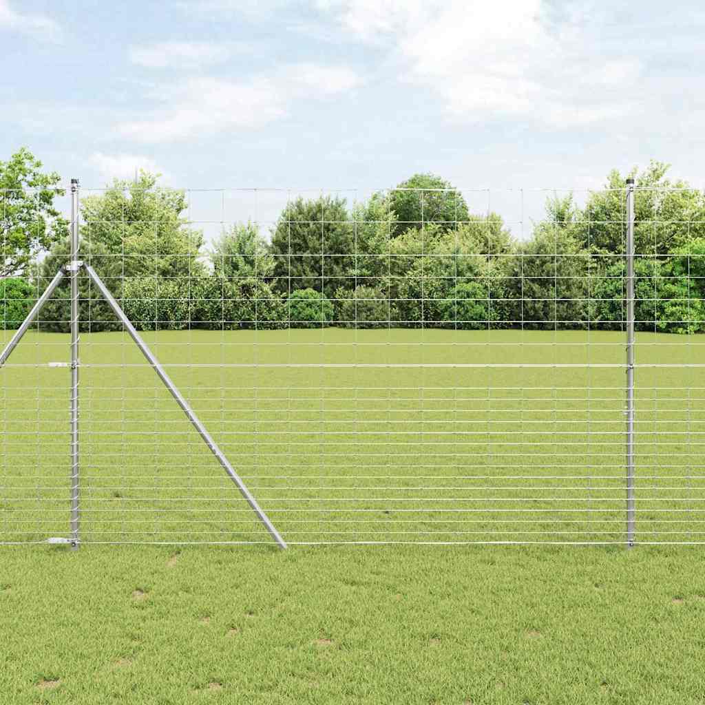 vidaXL Field Fence Silver Length 25 m Height 1.6 m