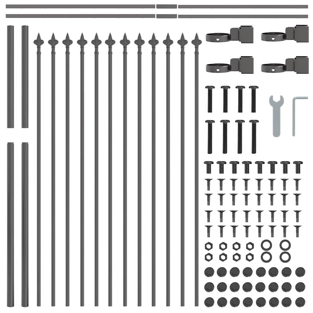 Garden Fence WOERDEN Powder-coated Steel Grey Height