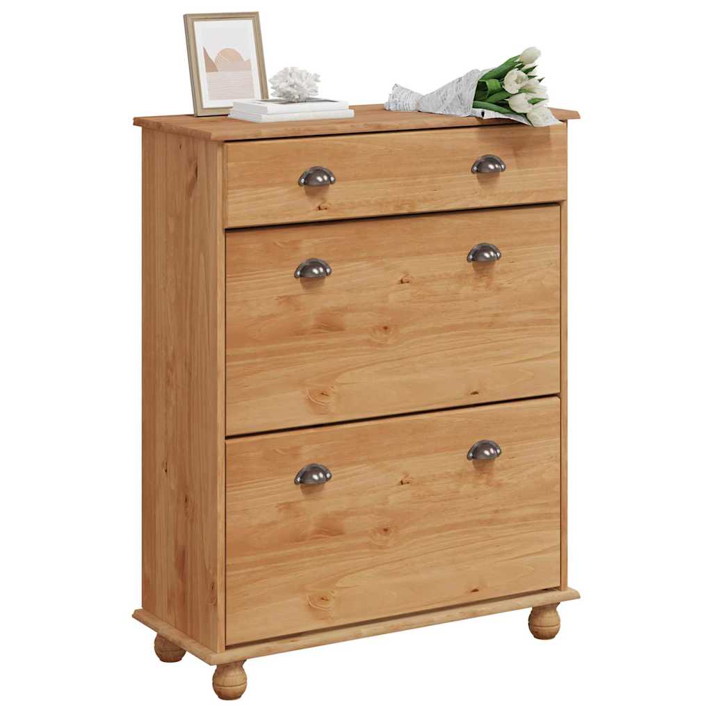 vidaXL Shoe Cabinet ASKIM Brown 85 x 35 x 108 cm Solid Pine Wood 3