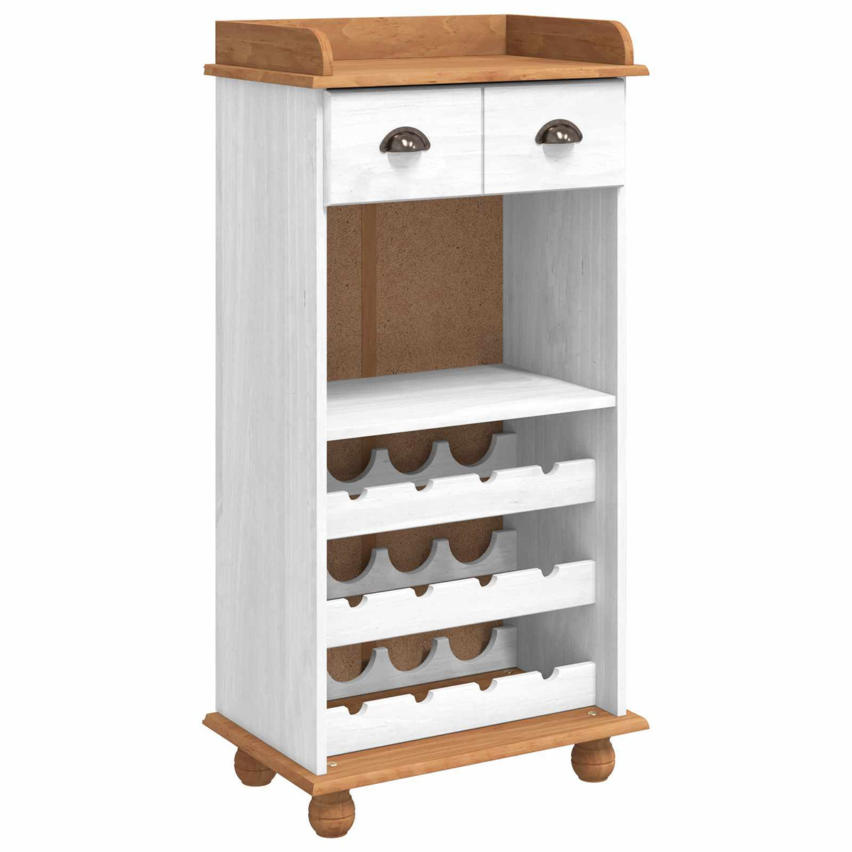 Wine Cabinet ASKIM with Honey Top in White