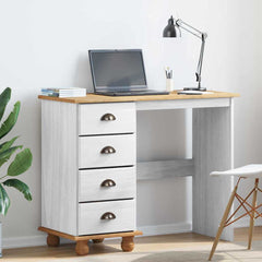 Writing Desk ASKIM 95 x 40 x 75 cm Solid Pine Wood White