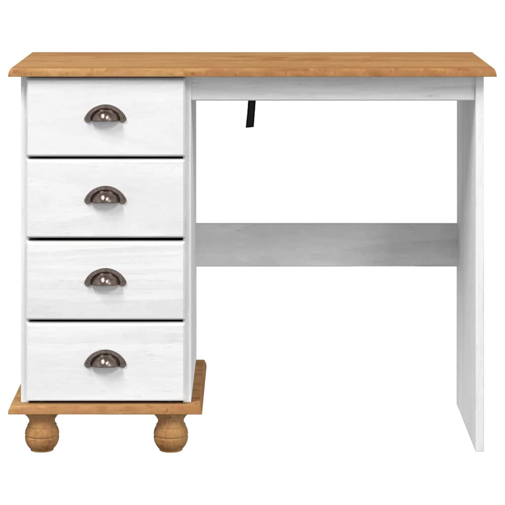 Writing Desk ASKIM 95 x 40 x 75 cm Solid Pine Wood White