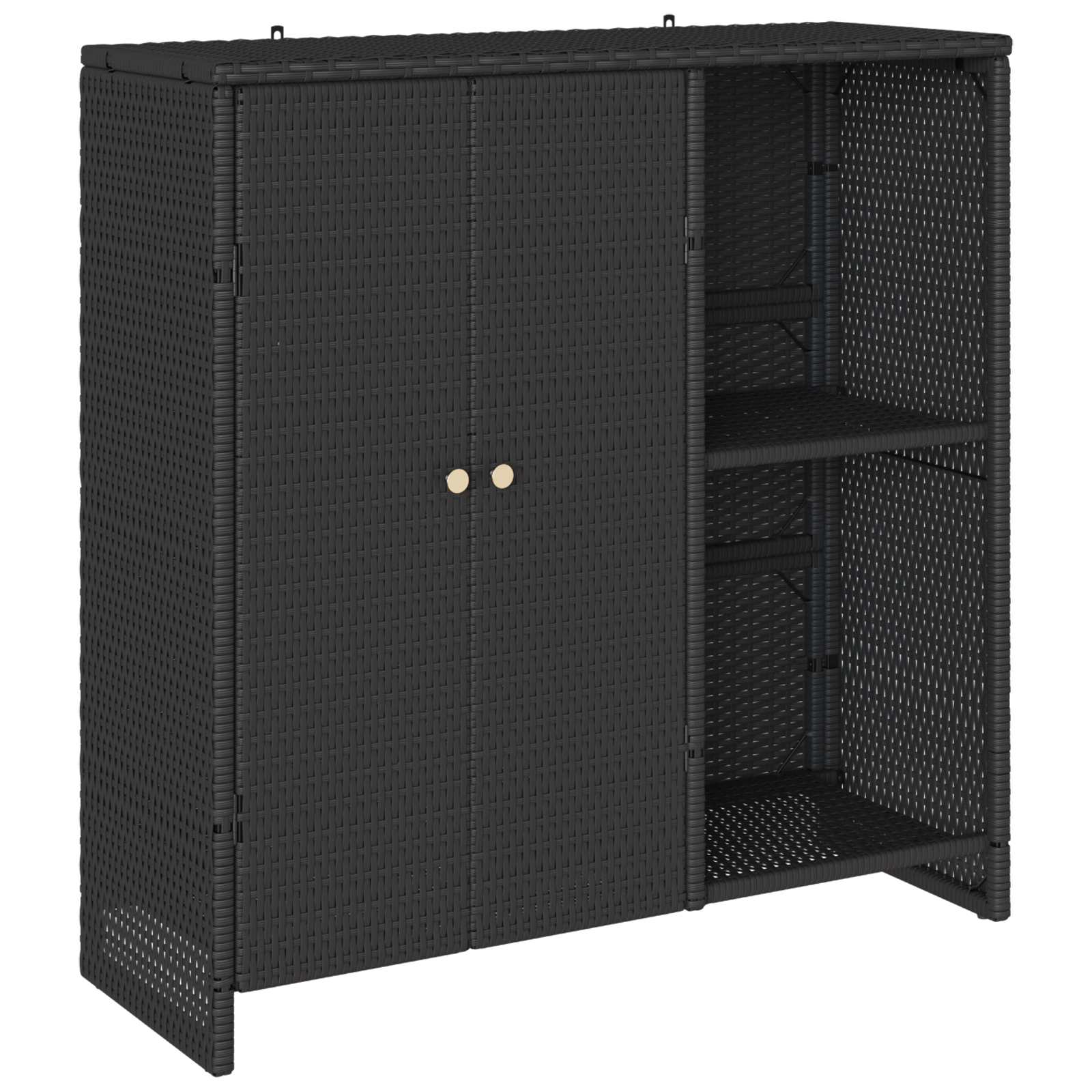 vidaXL Storage Cabinet with Shelf Black 100 x 36 x 102 cm Rattan 2