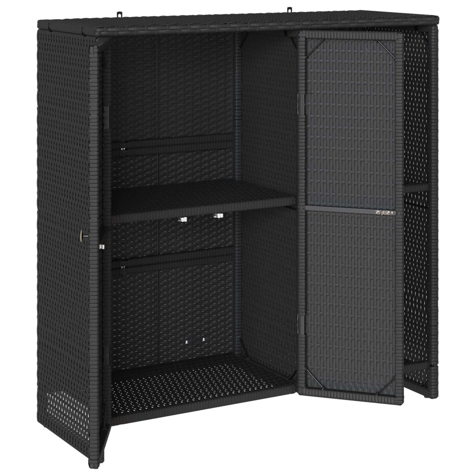 vidaXL Storage Cabinet with Shelf Black 100 x 36 x 102 cm Rattan 4