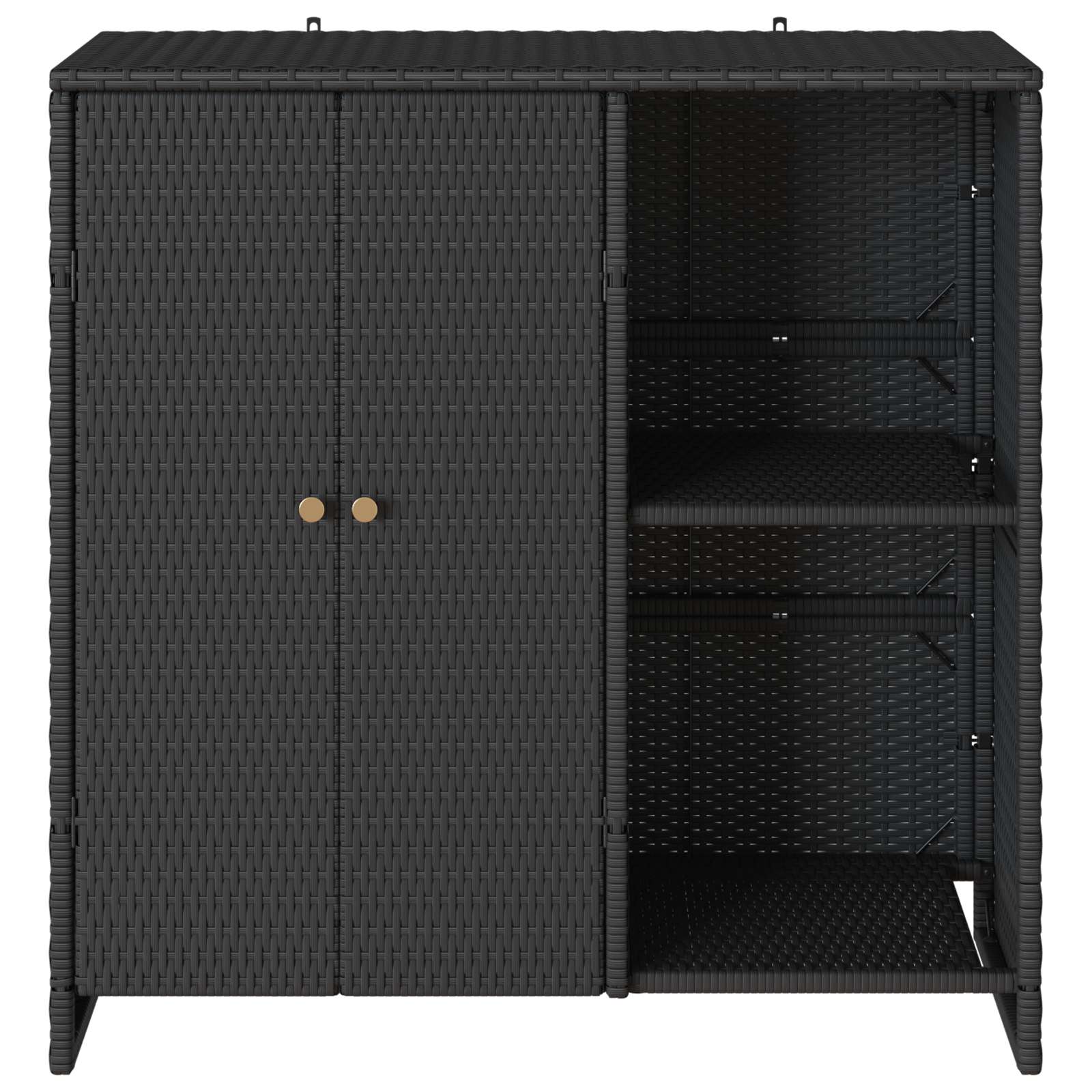 vidaXL Storage Cabinet with Shelf Black 100 x 36 x 102 cm Rattan 5