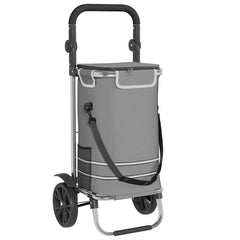 vidaXL Shopping Trolley Grey 36.5 x 46.5 x 100.5 cm Oxford fabric 2