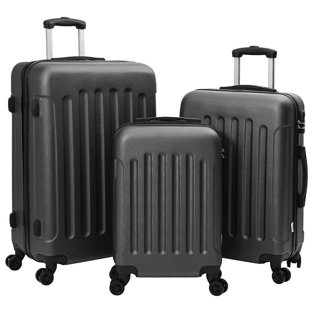 vidaXL Suitcase with Lock 3 pcs Dark Grey 50 x 31 x 78 cm ABS Plastic 1