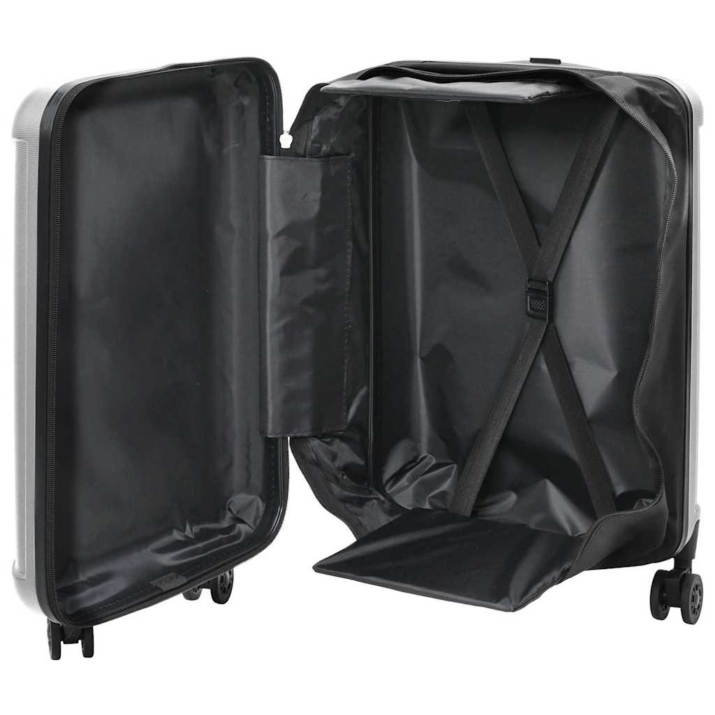 vidaXL Suitcase Folding with Lock Silver 34 x 23 x 55.5 cm ABS Plastic 2