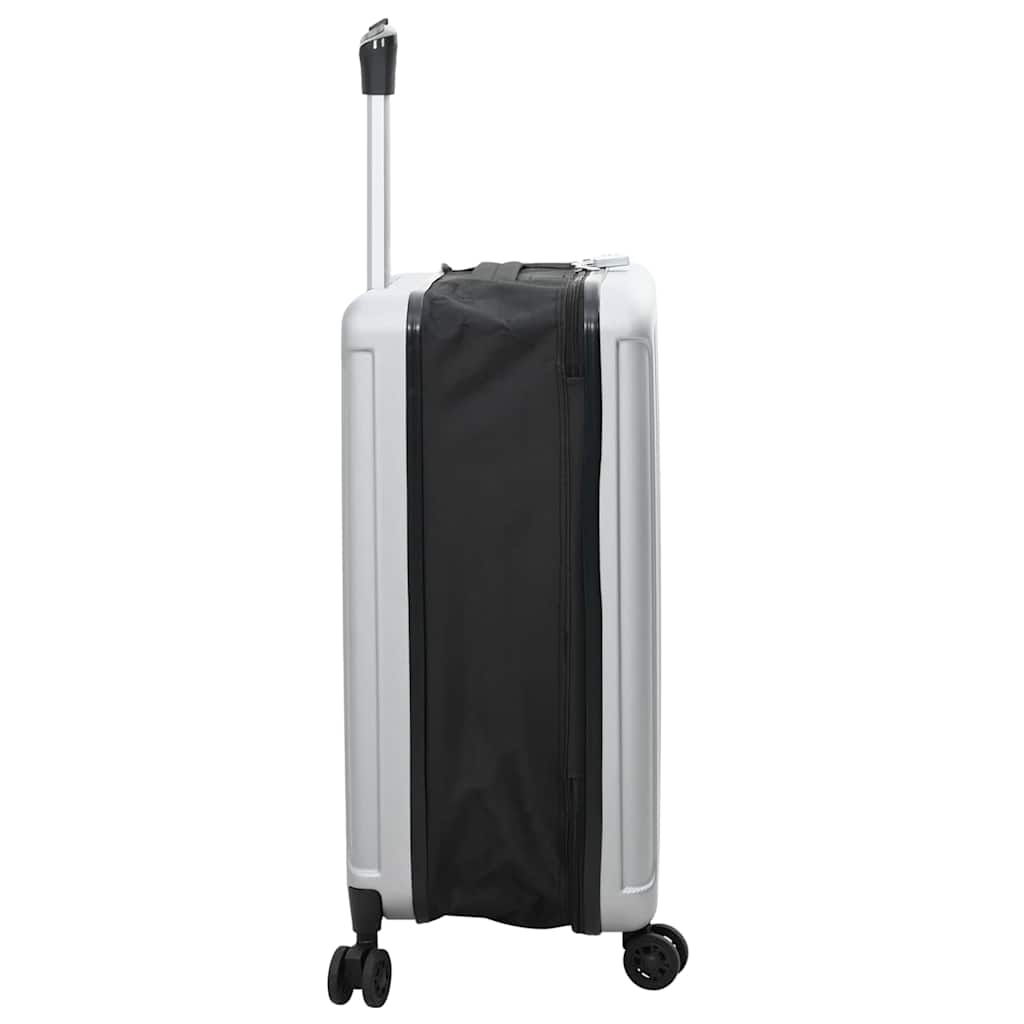 vidaXL Suitcase Folding with Lock Silver 43 x 27 x 66 cm ABS Plastic 4