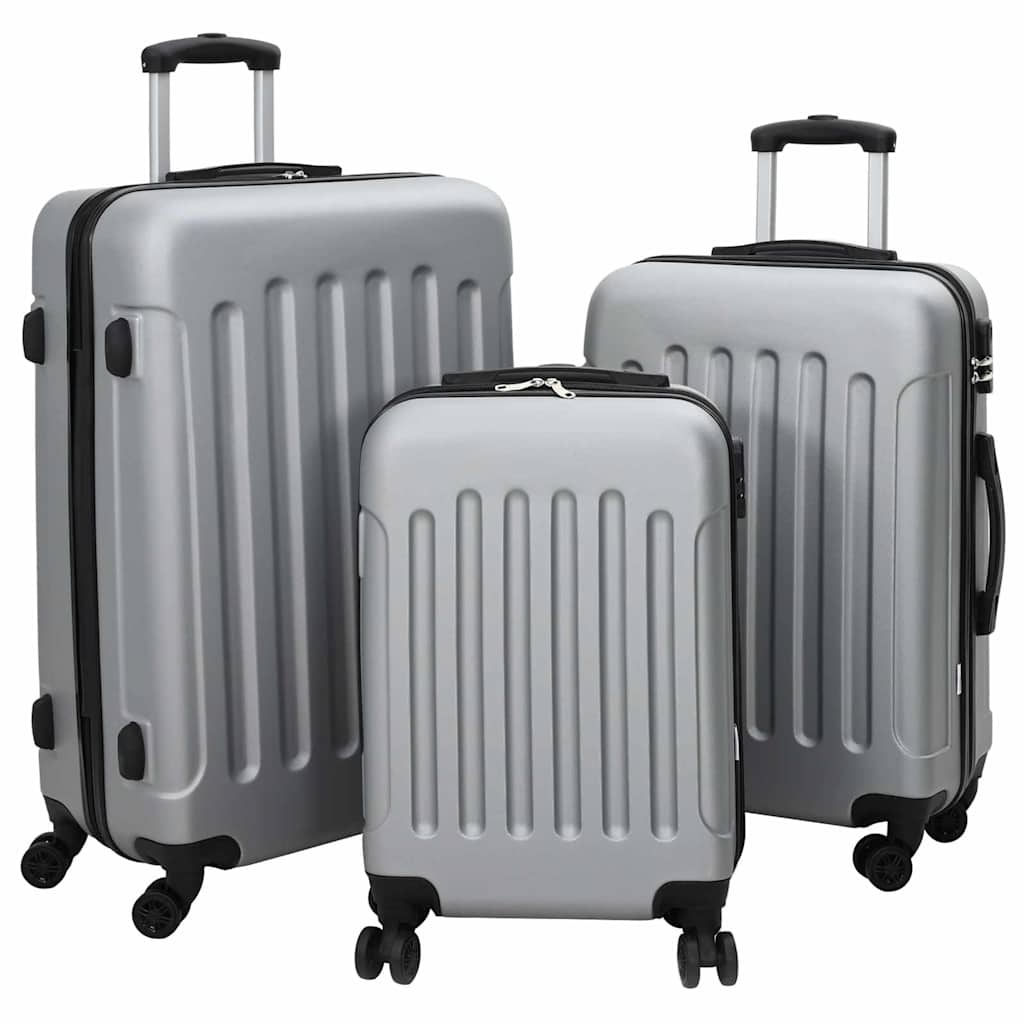 vidaXL Suitcase with Lock 3 pcs Silver 50 x 31 x 78 cm ABS Plastic 1
