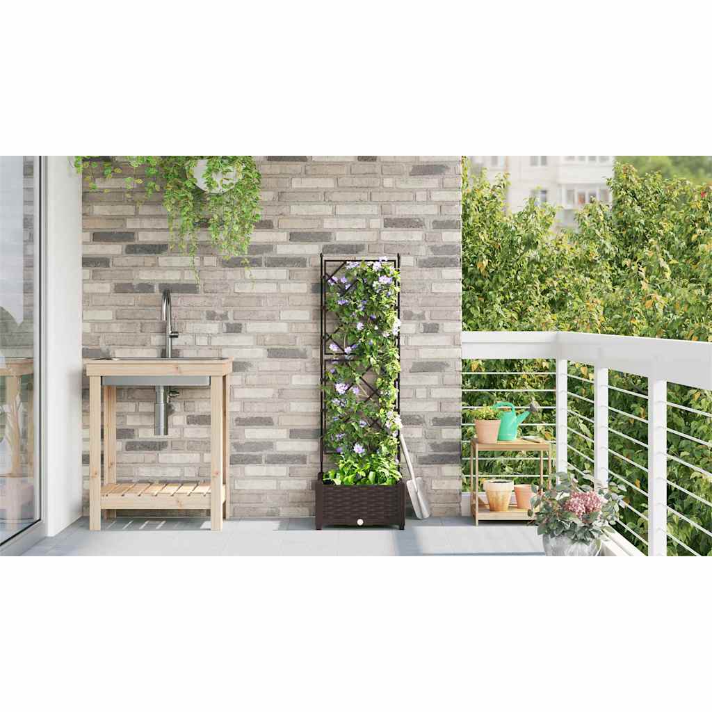 vidaXL Garden Planter Brown 40 x 40 x 125.5 cm PP 4