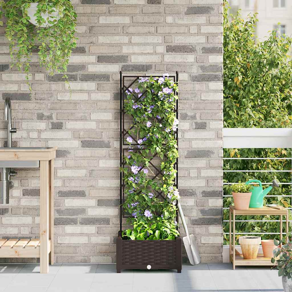 vidaXL Garden Planter Brown 40 x 40 x 125.5 cm PP 1