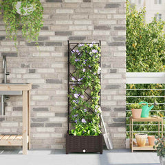 vidaXL Garden Planter Brown 40 x 40 x 125.5 cm PP 1