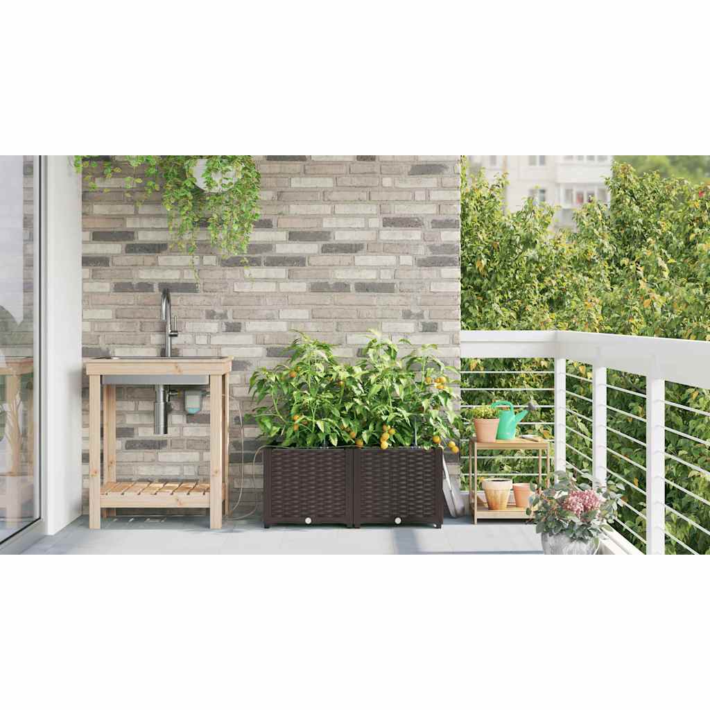 vidaXL Garden Planter 2 pcs Brown 80 x 40 x 37.5 cm PP 4