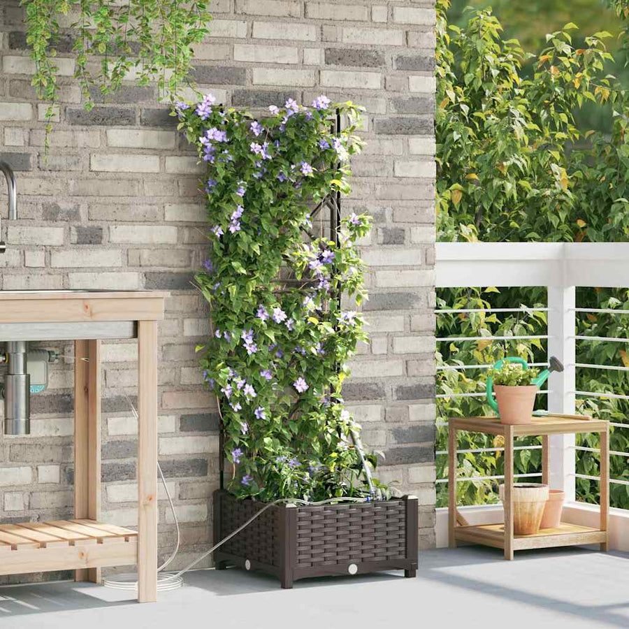 vidaXL Garden Planter Brown 40 x 40 x 126 cm PP 1