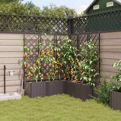 Garden Planter 5 pcs PP without Wheel Depth 120 cm Brown 142 cm