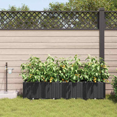 Garden Planter 4 pcs PP without Wheel Depth 40 cm Width 160 cm Black 37.5 cm