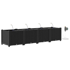 Garden Planter 4 pcs PP without Wheel Depth 40 cm Width 160 cm Black 37.5 cm
