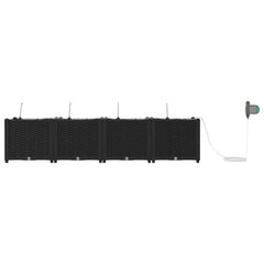 Garden Planter 4 pcs PP without Wheel Depth 40 cm Width 160 cm Black 37.5 cm