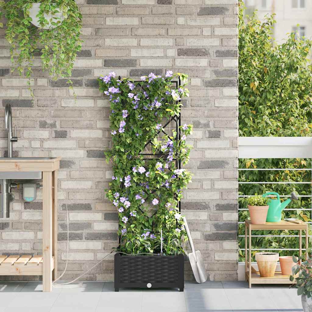 vidaXL Garden Planter Black 40 x 40 x 126 cm PP 3