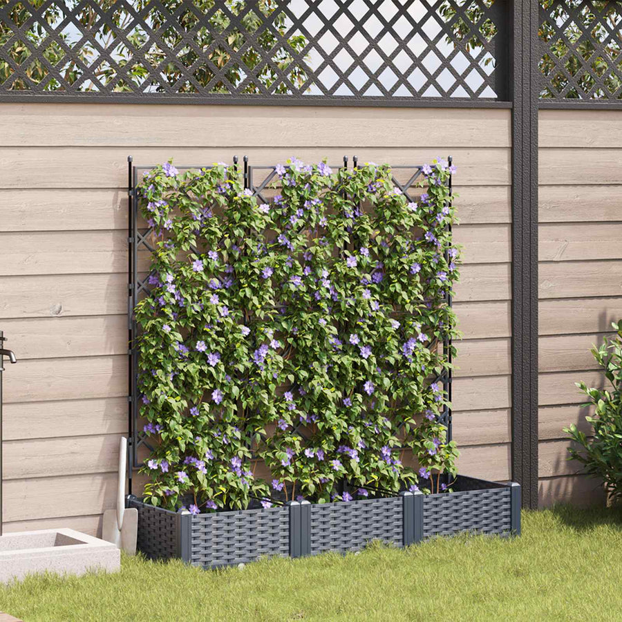 vidaXL Garden Planter 3 pcs Grey 120 x 40 x 125.5 cm PP 1
