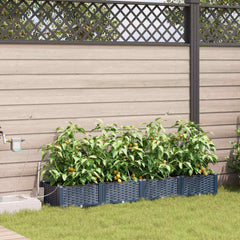 Garden Planter 4 pcs PP without Wheel Depth 40 cm Width 160 cm Grey 22 cm