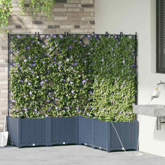 Garden Planter 5 pcs PP without Wheel Depth 120 cm Grey 142 cm