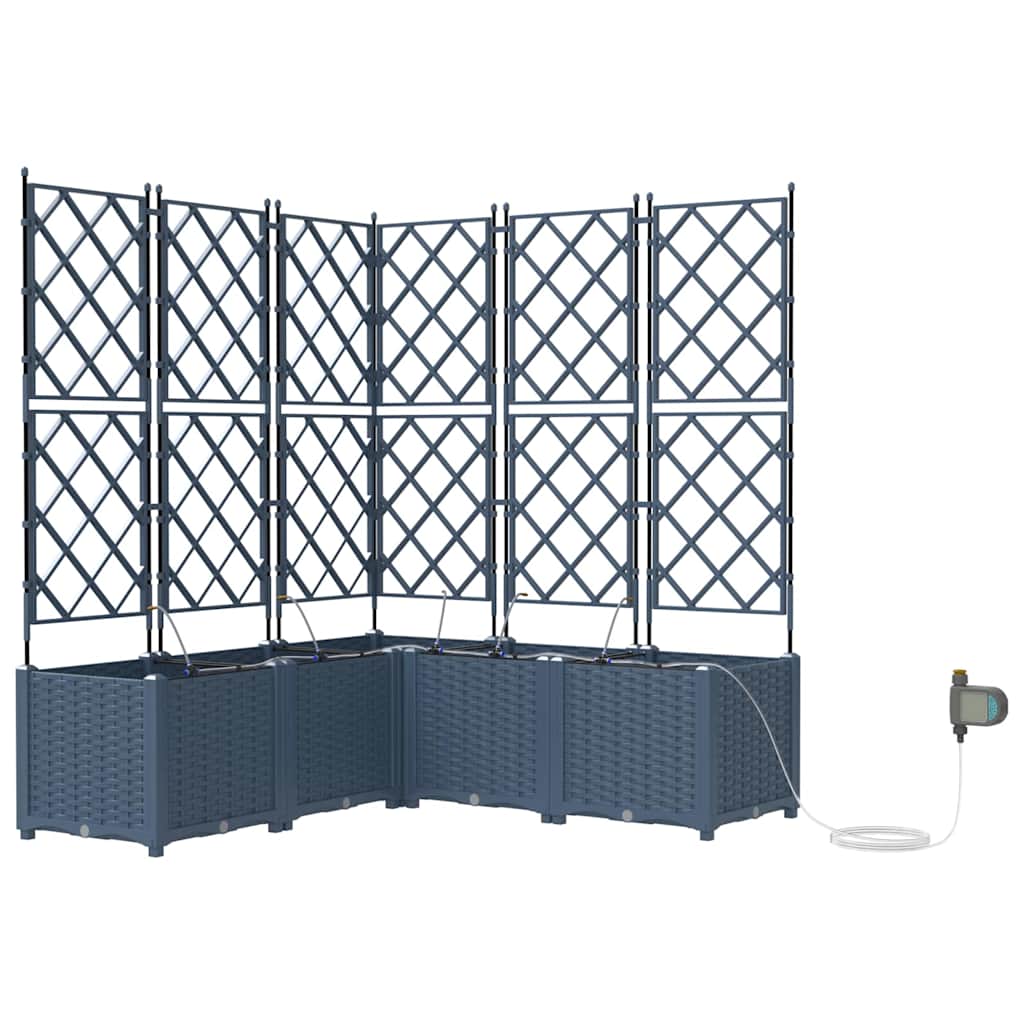 Garden Planter 5 pcs PP without Wheel Depth 120 cm Grey 142 cm